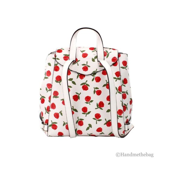 NEW Kate Spade Lizzie Medium Festive Rosette Leather Flap Backpack Shoulder Book - Picture 4 of 7